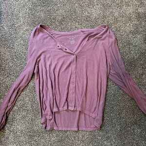 American Eagle Outfitters Dusty Purple Button-Down Shirt